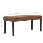 Banquette pouf tabouret meuble banc 106 cm marron synthétique daim 3002199