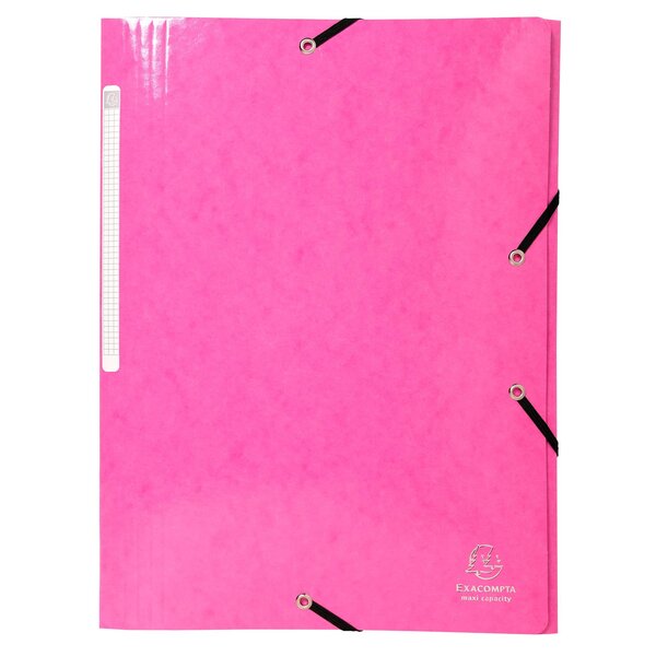 Chemise À Élastiques 3 Rabats Maxi Capacity Carte Lustrée Pelliculée 425gm2 Iderama A4 - Rose - X 25 - Exacompta