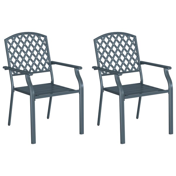 Chaises de jardin vidaXL 2 pièces empilables en acier anthracite