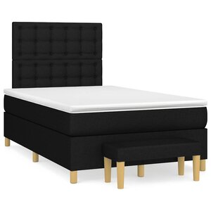 vidaXL Sommier à lattes de lit avec matelas noir 120x190 cm tissu