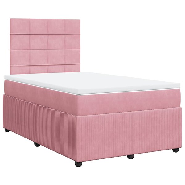 vidaXL Sommier à lattes de lit avec matelas rose 120x190 cm velours