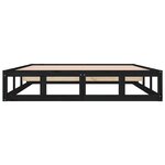 vidaXL Cadre de lit Noir 135x190 cm Double Bois massif