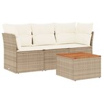 vidaXL Salon de jardin avec coussins 4 Pièces beige résine tressée