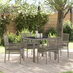 Ensemble de salle à manger de jardin 5 pièces vidaXL avec coussins en poly rotin gris