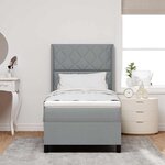 vidaXL Lit à ressorts avec matelas Gris clair 100 x 200 cm tissu