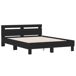 vidaXL Cadre de lit avec tête de lit noir 140x190 cm bois d'ingénierie
