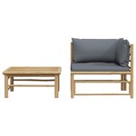vidaXL Salon de jardin 2 Pièces avec coussins gris foncé Bambou