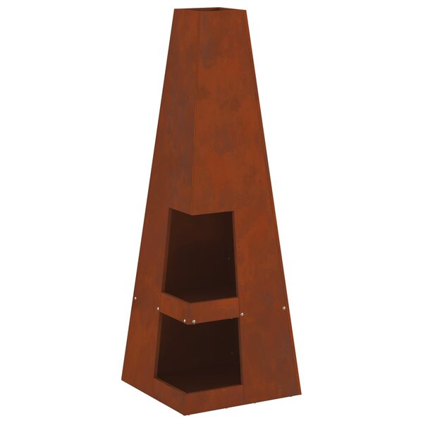 vidaXL Brasero Rouillé 35 x 35 x 100 cm