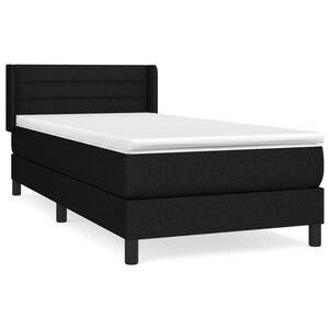 vidaXL Sommier à lattes de lit avec matelas Noir 100x200 cm Tissu