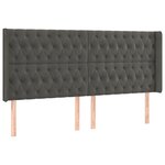 vidaXL Tête de lit avec oreilles Gris foncé 203x16x118/128 cm Velours