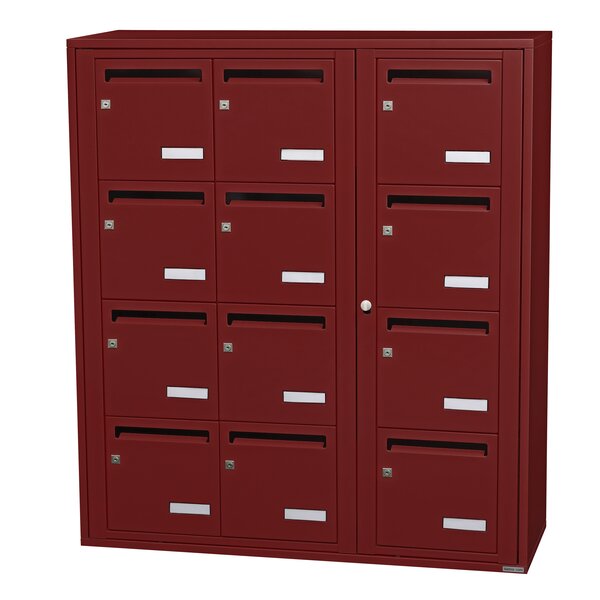 Bloc collectif Leabox 3x4 grade 3 simple face intérieur fixation murale rouge brun ral 3011 finition brillante