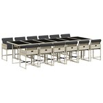 vidaXL Ensemble à manger de jardin et coussins 13 Pièces gris clair rotin