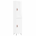 vidaXL Buffet haut Blanc brillant 34 5x34x180 cm Bois d'ingénierie