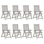 vidaXL Chaises inclinables de jardin avec coussins 8 Pièces Gris Acacia