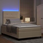 vidaXL Lit à ressorts avec matelas avec LED Crème 120 x 190 cm tissu
