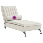vidaXL Chaise longue de massage avec traversin crème velours