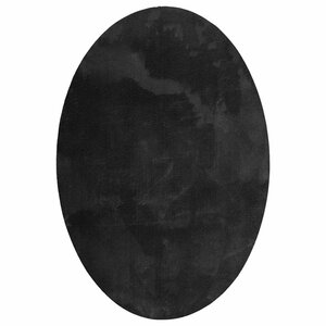 vidaXL Tapis de surface ovale HUARTE Noir 120 x 170 cm 100 Polyester