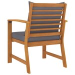 Vidaxl chaises de jardin 2 pièces avec coussin gris foncé bois d'acacia