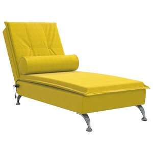 vidaXL Chaise longue de massage avec traversin jaune velours