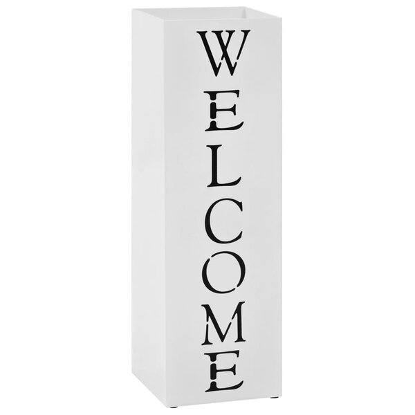 vidaXL Porte-parapluie Welcome Acier Blanc