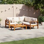 vidaXL Salon de jardin avec coussins 4 Pièces bois d'acacia massif