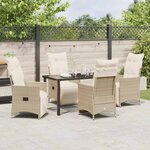 vidaXL Ensemble de salle à manger pour jardin 5 Pièces Beige Poly rotin