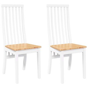 vidaXL Chaises à manger 2 Pièces blanc bois massif caoutchouc