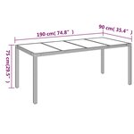 vidaXL Table de jardin dessus en verre Noir 190x90x75cm Résine tressée