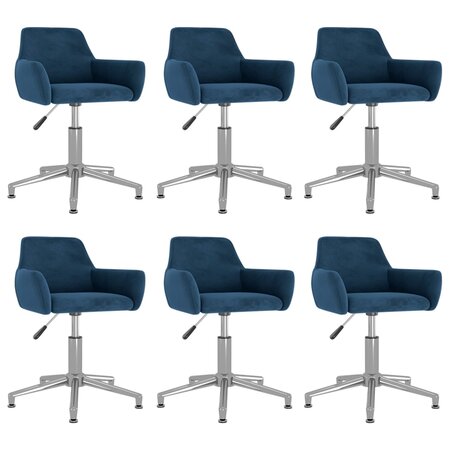 vidaXL Chaises pivotantes à manger lot de 6 Bleu Velours