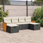vidaXL Salon de jardin 6 Pièces avec coussins noir résine tressée