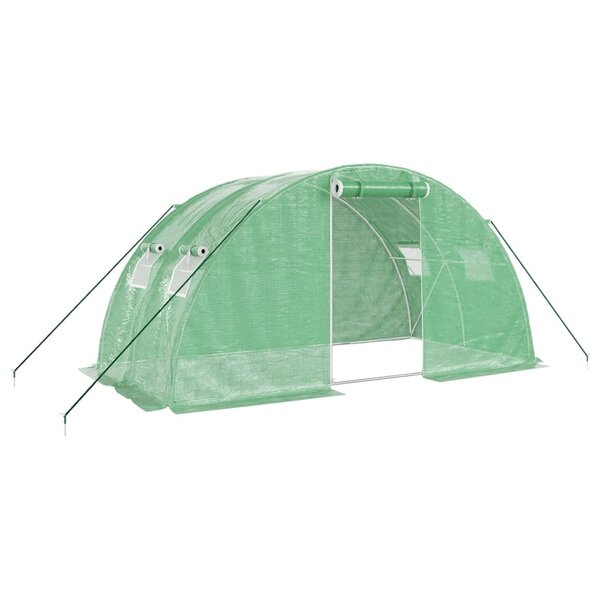 vidaXL Serre avec cadre en acier vert 8 m² 4x2x2 m