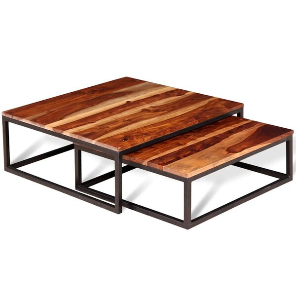 vidaXL Ensemble de table basse gigogne 2 Pièces Bois massif