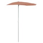 vidaXL Demi-parasol de jardin avec mât 180x90 cm terre cuite