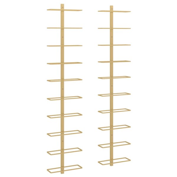 vidaXL Casier à vin mural pour 10 bouteilles 2 Pièces Doré Métal