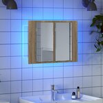 vidaXL Armoire à miroir à LED de bain Chêne sonoma 60x12x45 Acrylique