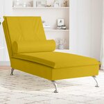 vidaXL Chaise longue de massage avec traversin jaune velours