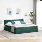 vidaXL Lit de rangement LED avec matelas Vert foncé 180 x 200 cm