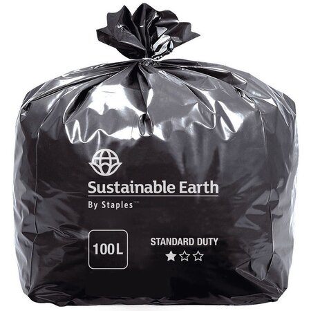 Sac poubelle 100 L noir pour déchets courants en plastique recyclé 45 microns Ø 82 x H.87 cm (8 rouleaux de 25 sacs)