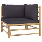 vidaXL Salon de jardin 7 Pièces avec coussins gris foncé bambou