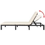 vidaXL Chaise longue avec coussin Résine tressée Noir