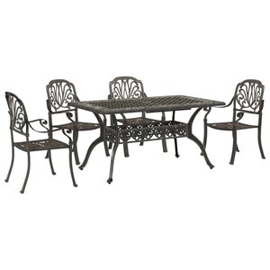vidaXL Ensemble manger de jardin 5 Pièces bronze aluminium coulé
