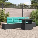 vidaXL Ensemble de canapé de jardin Réglable 5 Pièces Noir et turquoise