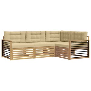 vidaXL Ensemble de canapés d'extérieur 5 pc Blanc et Beige Polyester