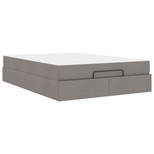 vidaXL Cadre de lit avec matelas Taupe 140 x 190 cm tissu