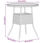 vidaXL Table de Dîner avec stockage Gris et Acacia 70 x 70 x 73 cm