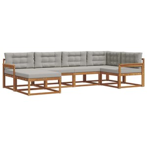 vidaXL Ensemble de canapés d'extérieur 6 Pièces Naturel et gris clair