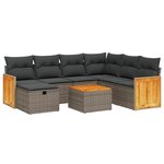 vidaXL Salon de jardin 8 Pièces avec coussins gris résine tressée