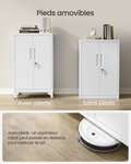 Caisson de bureau placard polyvalent 40 x 60 x 90 cm armoire de bureau à 2 portes verrouillable meuble de rangement en acier pour bureau salon blanc 12_0004834