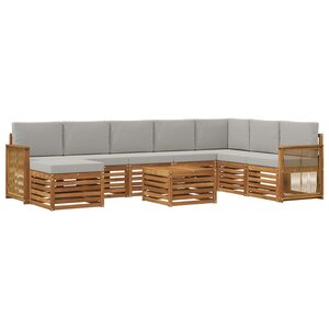 vidaXL Ensemble de canapés d'extérieur 7 Pièces Naturel et gris clair