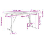 vidaXL Table à manger cadre en O 140x80x75 cm bois de pin massif acier
